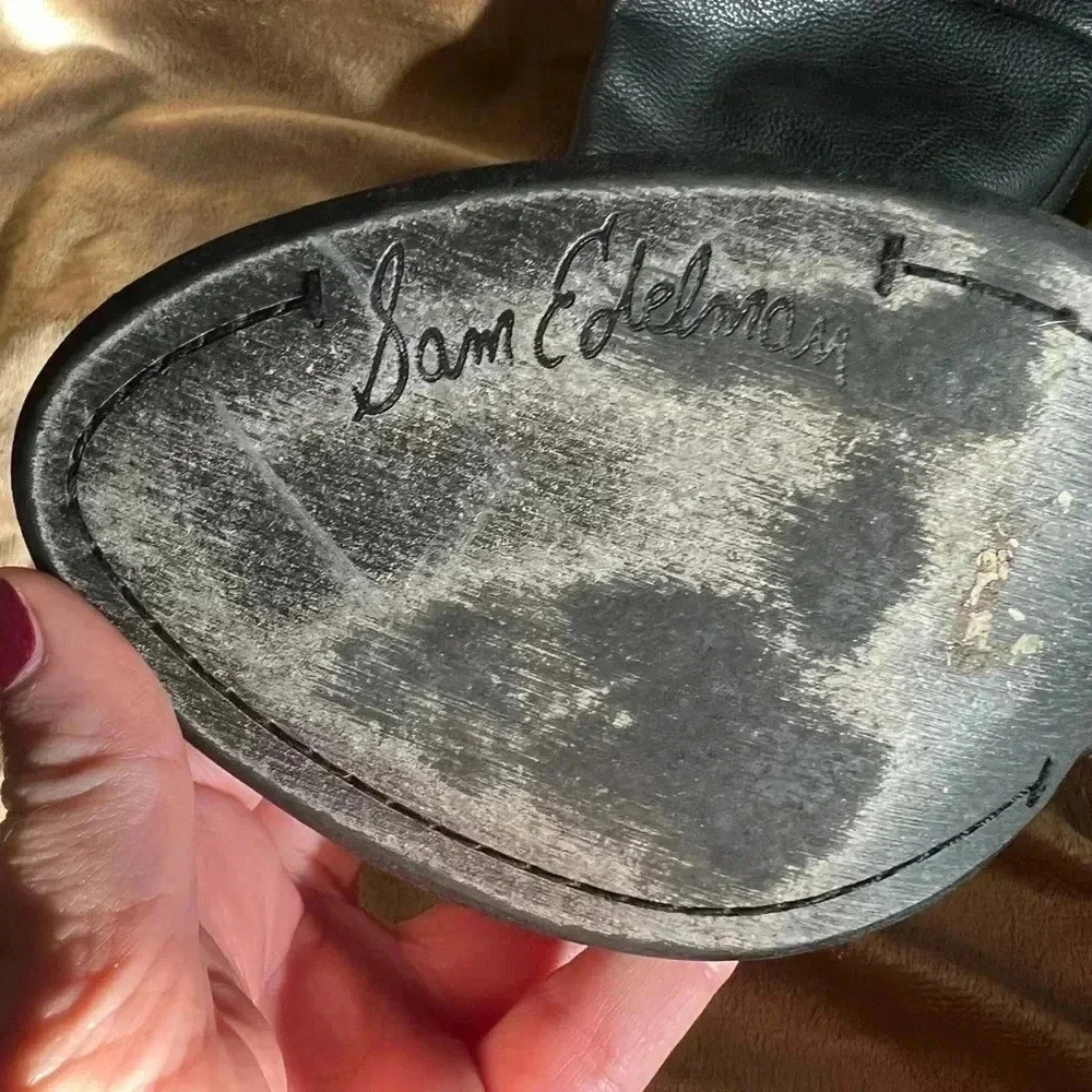 Knee-high high heeled, Sam Edelman, leather boot in charcoal gray - Picture 5 of 5